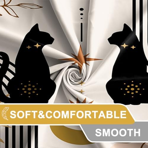 AWERT Boho Mid Century Cute Cat Shower Curtain for Bathroom with Hooks Minimalist Abstract Fabric Shower Curtain 60x72inch