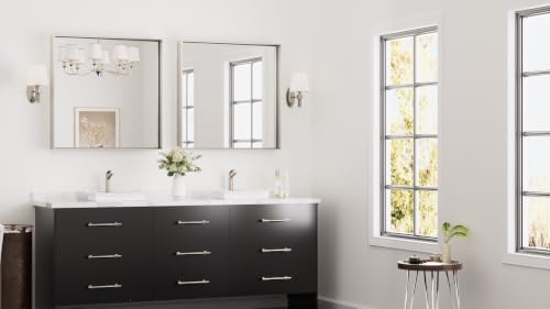 Keonjinn 30x30 Inch Brushed Nickel Bathroom Mirror for Over Sink, Rectangle
