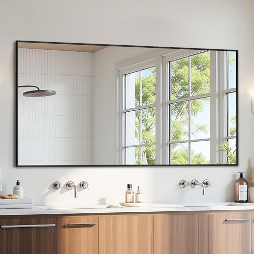 Bathroom Mirror 60" x 30", Large Rectangle Wall Mirror, Black