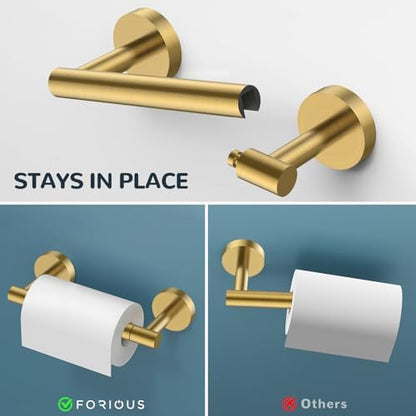 FORIOUS Bathroom Accessories, 4-Piece Bathroom Hardware Set - 24" Towel Bar
