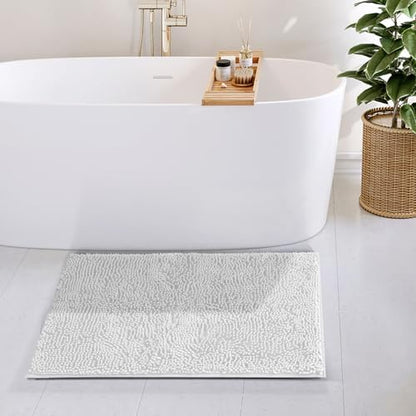 Hearth & Harbor Bathroom Rugs, Chenille Bath Mat - Machine Washable Bath Mats for Bathroom Non-Slip Backing Rubber, Quick Dry Bathroom Mat