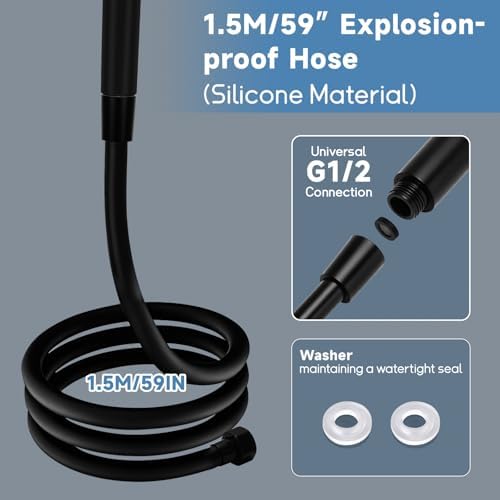 5+1 Mode High Pressure Replacement Black RV Shower Head with Hose