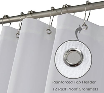 N&Y HOME Fabric Shower Curtain Liner Extra Long 72 x 84 Inches, White