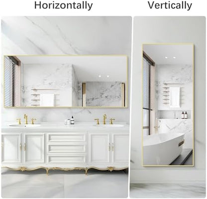 COFENY 36x72inch Bathroom Mirror, Gold Rectangle Mirror with Thin Metal Frame, Large Rectangular Wall Mirrors for Bathroom, Living Roomm, Hair Salon, Big Farmehouse Mirror Hang Horizontal/Vertical
