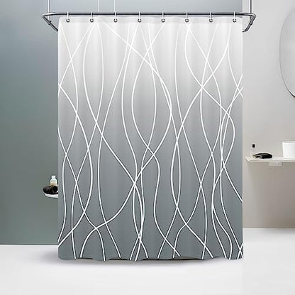 Striped Shower Curtain for Bathroom, Ombre Grey, 60" W x 72" L