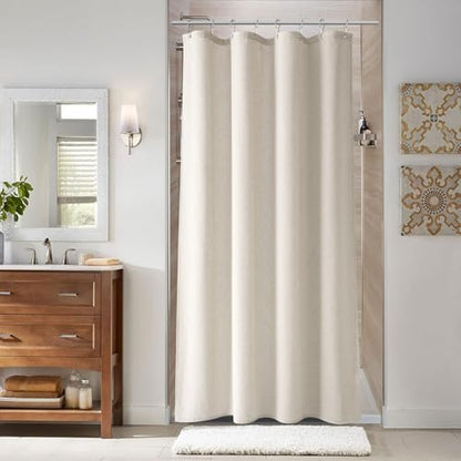 Naturoom Linen Shower Curtain 48x72 Inch for Bathroom Apricot 1 Panel