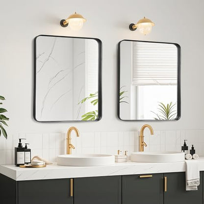 Black Bathroom Vanity Mirror Over Sink 24x24, Small Wall Square Mirror