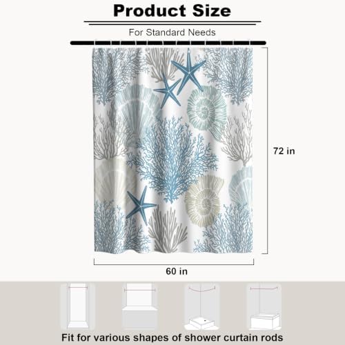 Cute Kids Ocean Shower Curtain Modern Luxury Nautical Tropical Seashell
