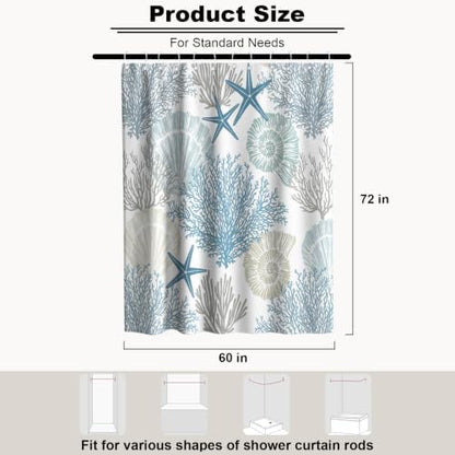 Cute Kids Ocean Shower Curtain Modern Luxury Nautical Tropical Seashell
