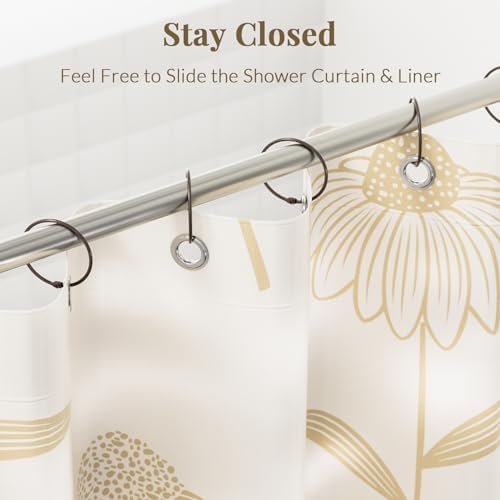 Bathway Shower Curtain Rings, Bronze Shower Curtain Hooks 12 Pcs Anti-Drop Shower Rings for Curtain, Shower Curtain Hooks Rust Proof, Shower Hooks for Shower Curtain Rod, Bronze Curtain Rings