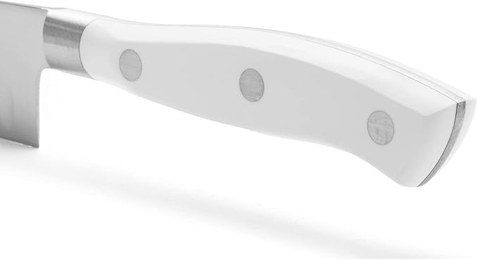 Arcos Santoku Knife Forged Blade Stainless Steel NITRUM 140mm, POM Handle White, Resistant to Extreme Temperatures and Chemicals, Riviera Blanc Series