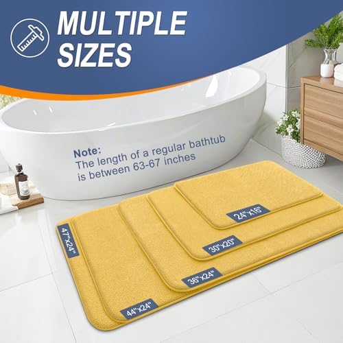 OLANLY Thick Memory Foam Bathroom Rugs 30x20, Absorbent Bath Mat, Yellow