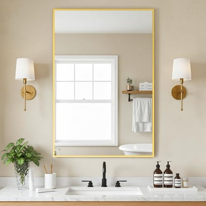 FICTOR Bathroom Vanity Mirror for Over Sink, 24" x 36", Gold