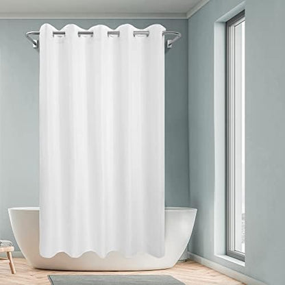 River Dream No Hook Long Shower Curtain or Liner Microfiber White, 71x80