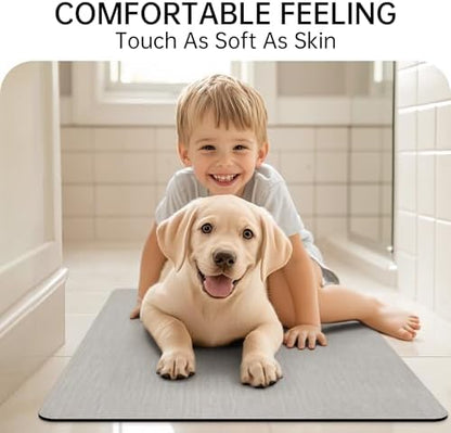 Mecko Bath Mat 20"x32",Ultra Thin Bathroom Rug fit Under Door Light Grey