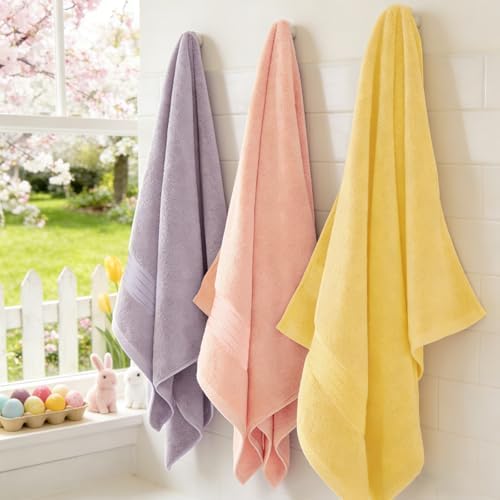 COZYART Luxury Bath Towel Set 3 PCS, Lavender 100% Turkish Cotton 650 GSM