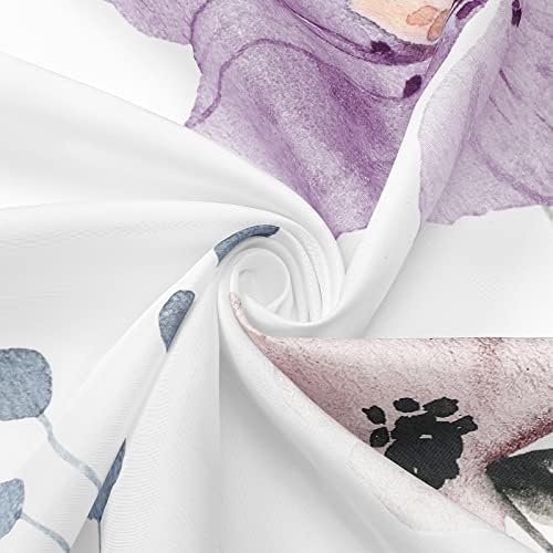 Gibelle Purple Beige Watercolor Floral Fabric Shower Curtain, 72x84