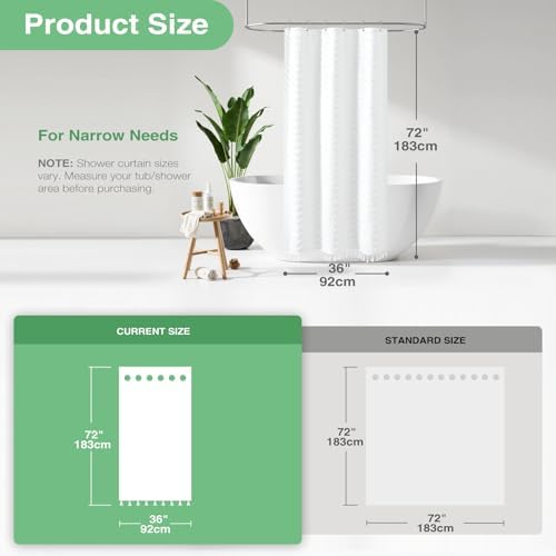 Dynamene Stall Boho Farmhouse Shower Curtain Tufted Chevron 36"x72" White