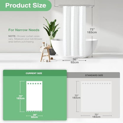 Dynamene Stall Boho Farmhouse Shower Curtain Tufted Chevron 36"x72" White