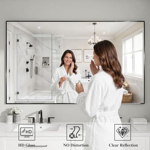 Koonmi Black Mirrors for Wall, 36x60 Inch Bathroom Mirror, Rectangular Wall Mirror for Living Room Bedroom Bathroom, Hangs Horizontally or Vertically