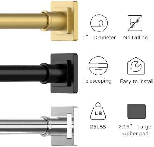 UIOSANRT Stainless Silver Shower Curtain Rod 31-79 Inches Non-Slip Shower Rod Tension Mounted No Drill Shower Curtain Rods Spring Tension Rod Adjustable Tension Curtain Rod for Windows Bathroom