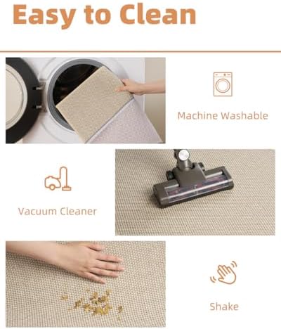 PADOOR Non-Slip Bath-Mats, Rubber-Backing Braided Absorbent Bathroom Mat Machine Washable Thin Bathroom Rugs Fit Under Door Quick Dry Bath Rugs for Floor, 24''x35'' Light Beige