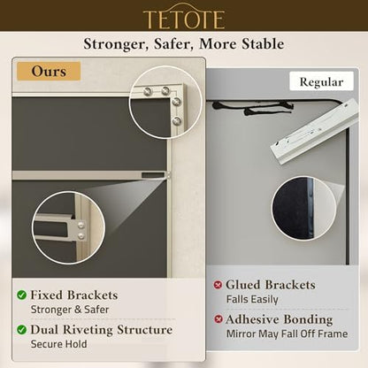 TETOTE Brushed Nickel Vanity Mirror for Bathroom 84" x 36" Beveled Frame Rectangle Bathroom Mirror for Over Sink Brushed Nickel, Tempered Glass, Stronger Frame, Modern Farmhouse Bedroom, Entryway