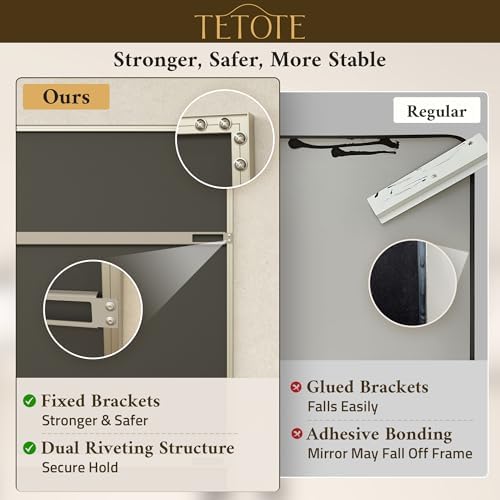 TETOTE Brushed Nickel Mirror for Bathroom Sink 30" x 36" Beveled Frame Brushed Nickel Vanity Rectangle Mirror for Bathroom Wall, Modern Farmhouse, Tempered Glass, Shatterproof, Stronger Frame