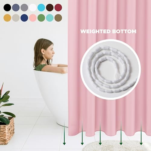 Fabric Shower Curtain Liner 72"W x 84"L-Pink Extra Long Shower Liners