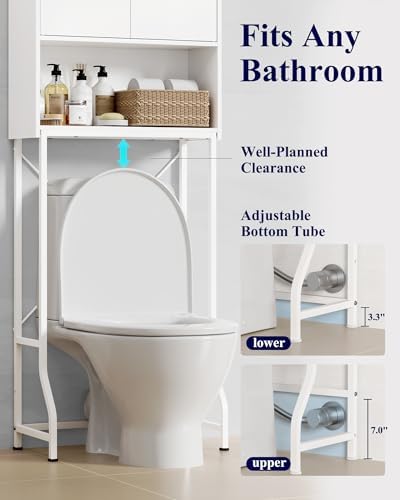 Kitsure 68.1"H Over Toilet Storage Cabinet, Magnetic Door, Adjustable Shelf