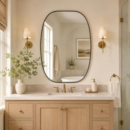 USHOWER Black Oval Bathroom Mirror 30x40 Inch