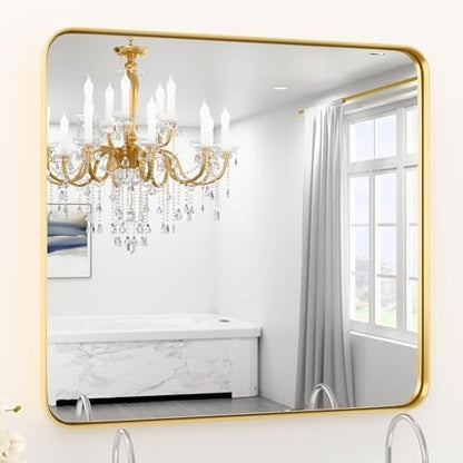 36"X36" Gold Bathroom Mirrors for Over Sink, Aluminum Frame