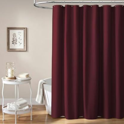 BTTN Burgundy Linen Textured Waterproof Fabric Shower Curtain Set, 72x72