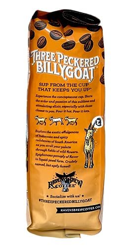 Raven's Brew Coffee Bold Organic Coffee Dark Roast Whole Bean - Organic Three Peckered Billy Goat 2-pack of 12oz