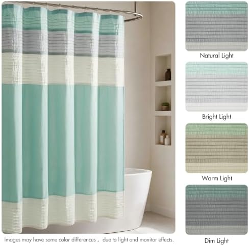 Madison Park Amherst 72 x 72 Bathroom Shower Curtain, Faux Silk, Aqua