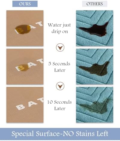 MontVoo-Bath Mat-Bath Mat Rug Non Slip Super Absorbent Stain Resistant Quick Dry Thin Bathroom Rug-Bath Mats for Bathroom Floor Bathtub Vanity-Bathmat Bath Rug Easy Care 17"x50" Brown