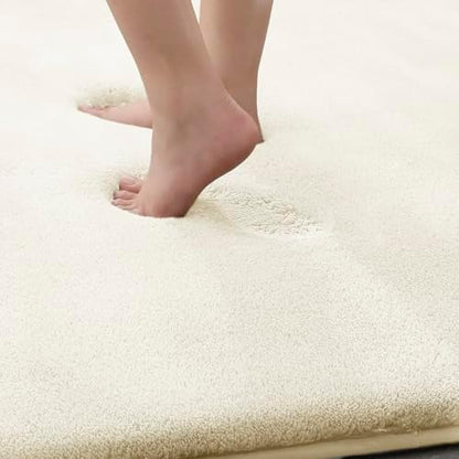 MINIDEAR Bathroom Rugs 47x24 Cream - Thick Memory Foam Bath Mat, Ultra Soft & Plush Fluffy, Non-Slip, Quick Dry, Absorbent Washable Floor Microfiber Mat for Tub, Home Decor Accessories