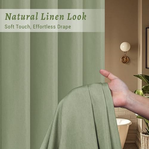 WONICY No Hook Shower Curtain with Snap-in Liner, Sage Green, 71 x 80