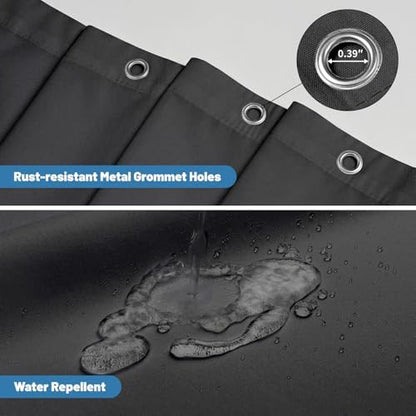 1 Pack Water-Repellent Fabric Shower Curtain Liner, 72x66 Black