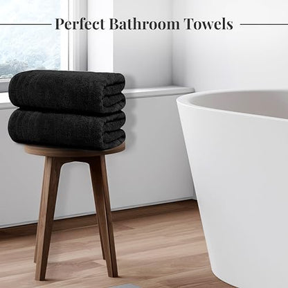 Tens Towels 8 Piece Towel Set, 2 XL Bath, 2 Hand, 4 Washcloth, Black