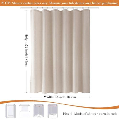 Nanspring Linen Shower Curtain for Bathroom 72x72 Inch 1 Panel Cream Beige