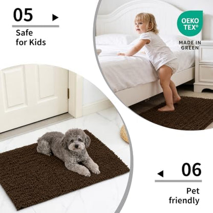 Disolla Brown Bathroom Runner Rug 24x60 Inch - Large Long Chenille Bath Mat, Thick Shaggy Plush Absorbent Floor Mat, Non-Slip Runner for Master Bathroom and Bedside