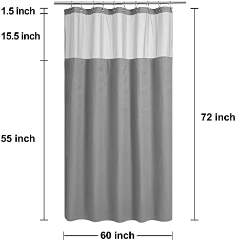 N&Y HOME 60 x 72 Waffle Weave Shower Curtain with Snap-in Liner Set Gray