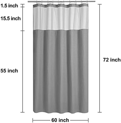 N&Y HOME 60 x 72 Waffle Weave Shower Curtain with Snap-in Liner Set Gray