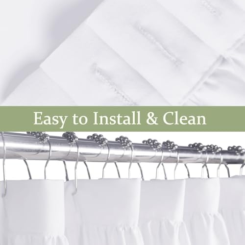 Farmhouse Ruffle Shower Curtain, White, 72 x 72 in
