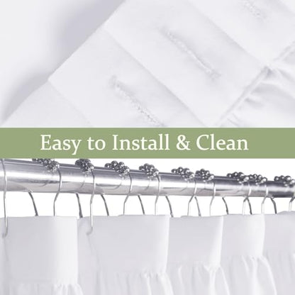 Farmhouse Ruffle Shower Curtain, White, 72 x 72 in