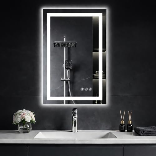 20"x 28" LED Bathroom Mirror with Lights, Smart Anti-Fog Wall Vanity Mirror