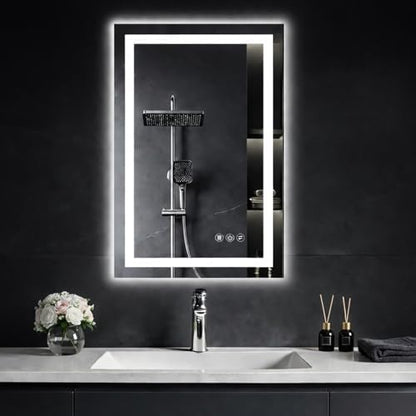 20"x 28" LED Bathroom Mirror with Lights, Smart Anti-Fog Wall Vanity Mirror