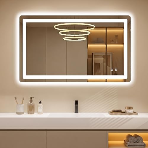 LED Bathroom Mirror with Lights, 24 x 40 Lighted Vanity Wall Mirror