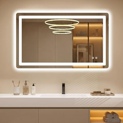 LED Bathroom Mirror with Lights, 24 x 40 Lighted Vanity Wall Mirror
